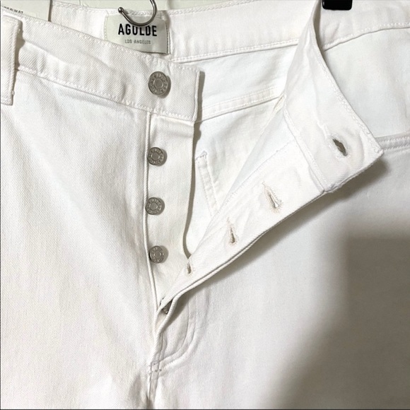 Agolde Nico High Rise Button Fly Slim Fit White Jeans Radiate - Picture 8 of 11